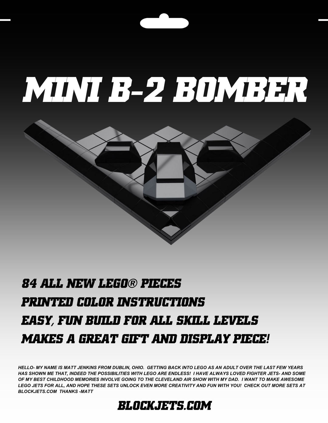 Mini B-2 Stealth Bomber Custom Set - 100% LEGO | Block Jets